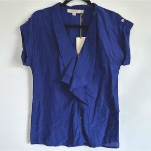 NWT Reiss Blue Ruffle Shirt Size 4